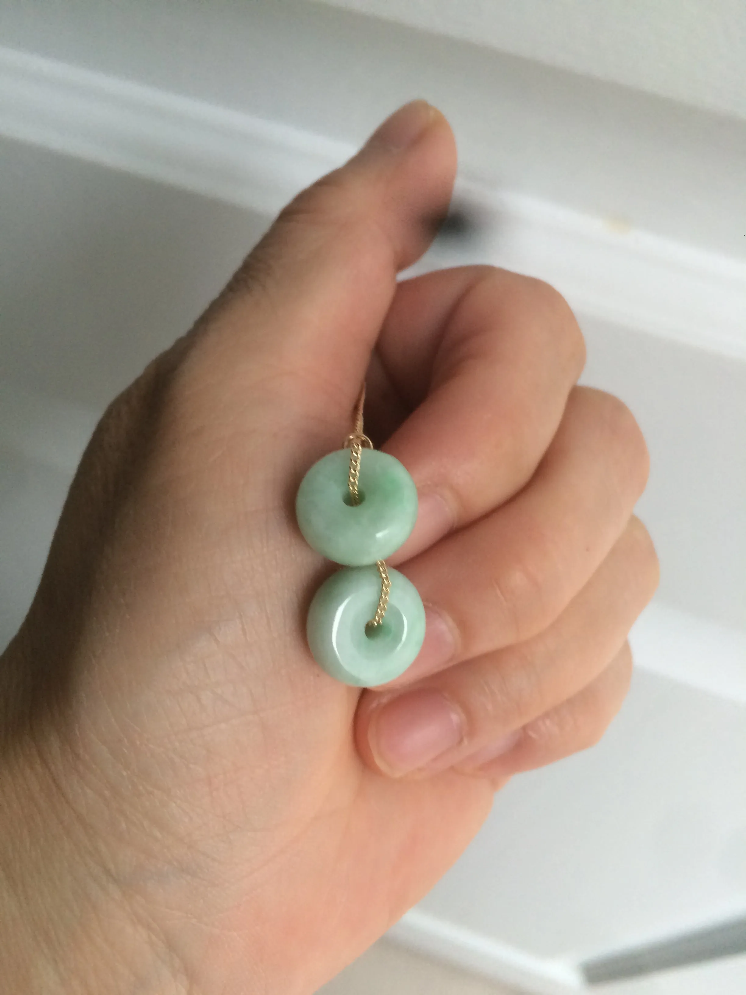 12.2mm 100% Natural safe and sound dangling jadeite Jade earring Y117(Add on item. No sale individually)