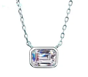 1ct Emerald Cut Moissanite Pendant Necklace