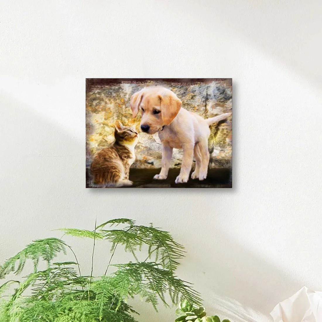 Allene Dog & Cat Art Wooden Wall Art by Nature Wonders - Pets Dog and Cats Décor - 95340B