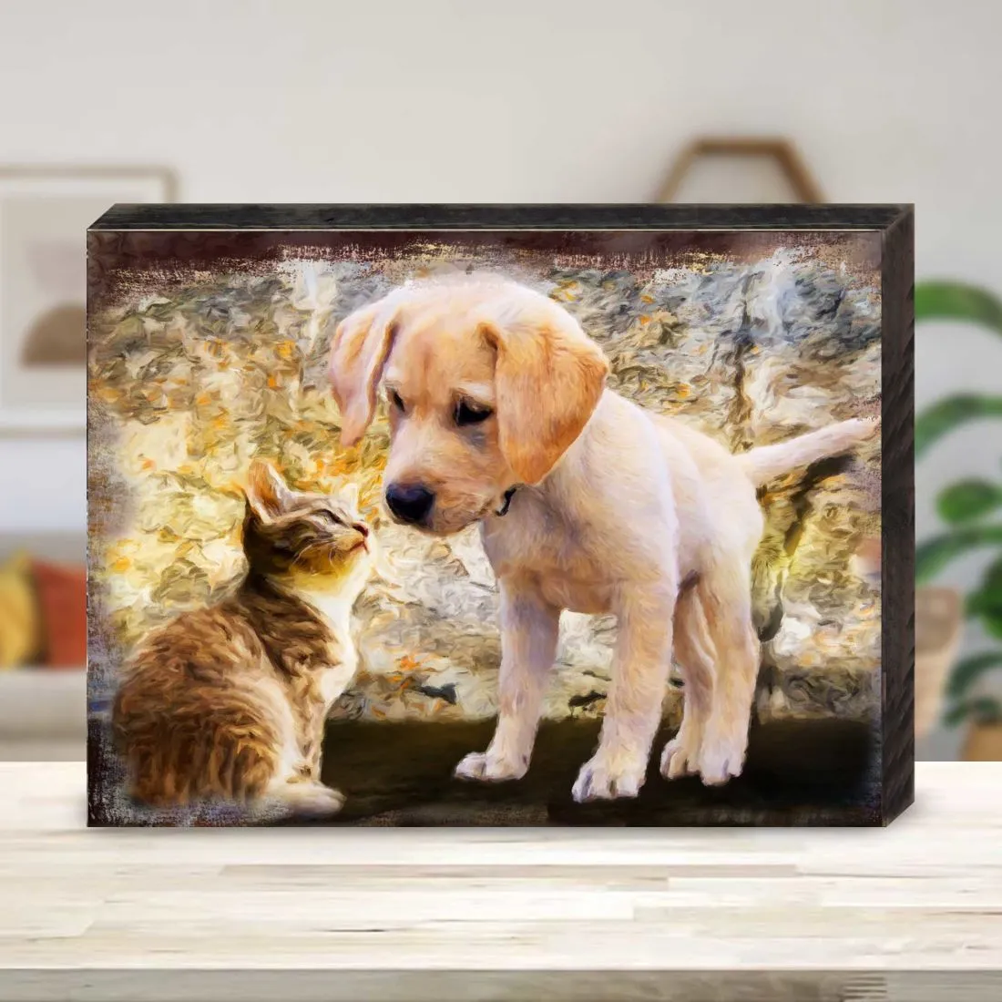 Allene Dog & Cat Art Wooden Wall Art by Nature Wonders - Pets Dog and Cats Décor - 95340B