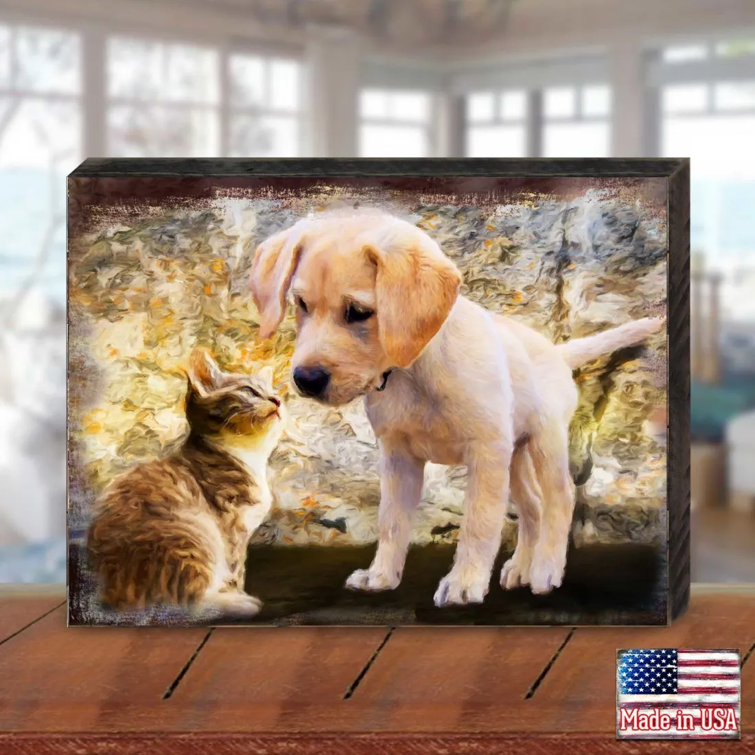 Allene Dog & Cat Art Wooden Wall Art by Nature Wonders - Pets Dog and Cats Décor - 95340B