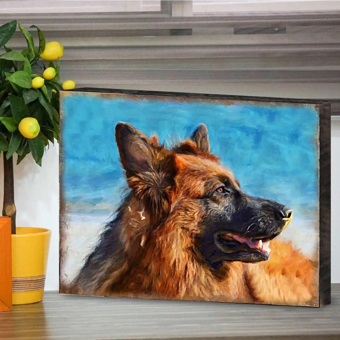 Amadeus German Shepherd Wooden Wall Art by Nature Wonders - Pets Dog and Cats Décor - 95343B