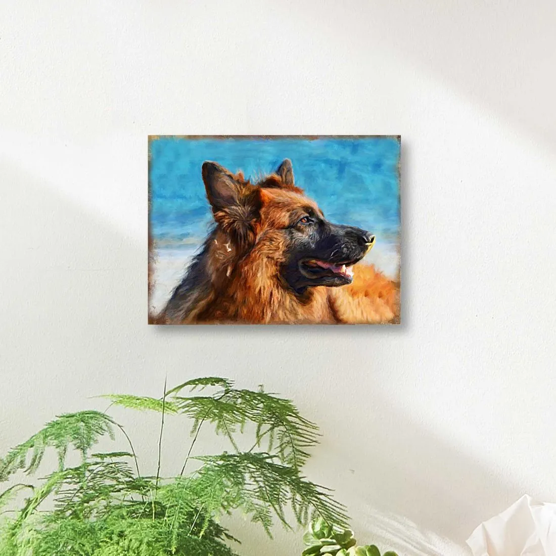 Amadeus German Shepherd Wooden Wall Art by Nature Wonders - Pets Dog and Cats Décor - 95343B