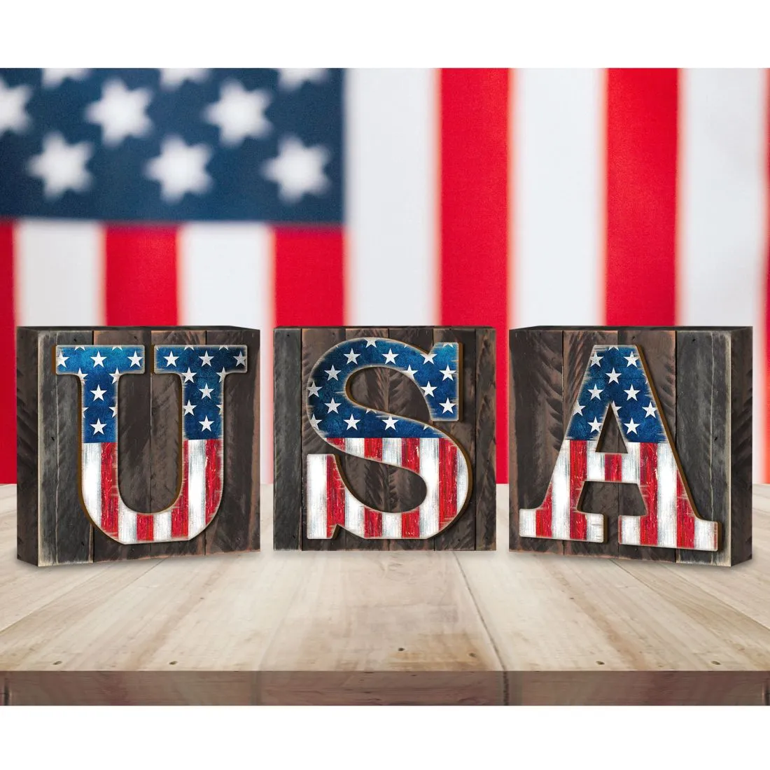 American Patriotic Composition Set of 15 Wall Block by G. DeBrekht - American Patriotic Décor - 852760-S15