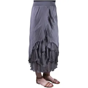 Anna Silk Cha Cha Skirt - Steel