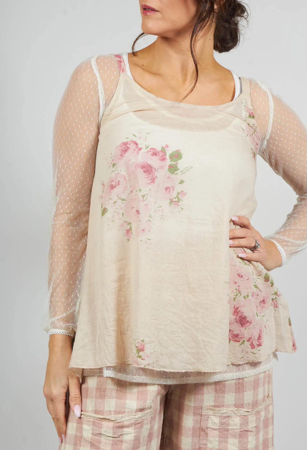 Basic Top in Pink Floral Print