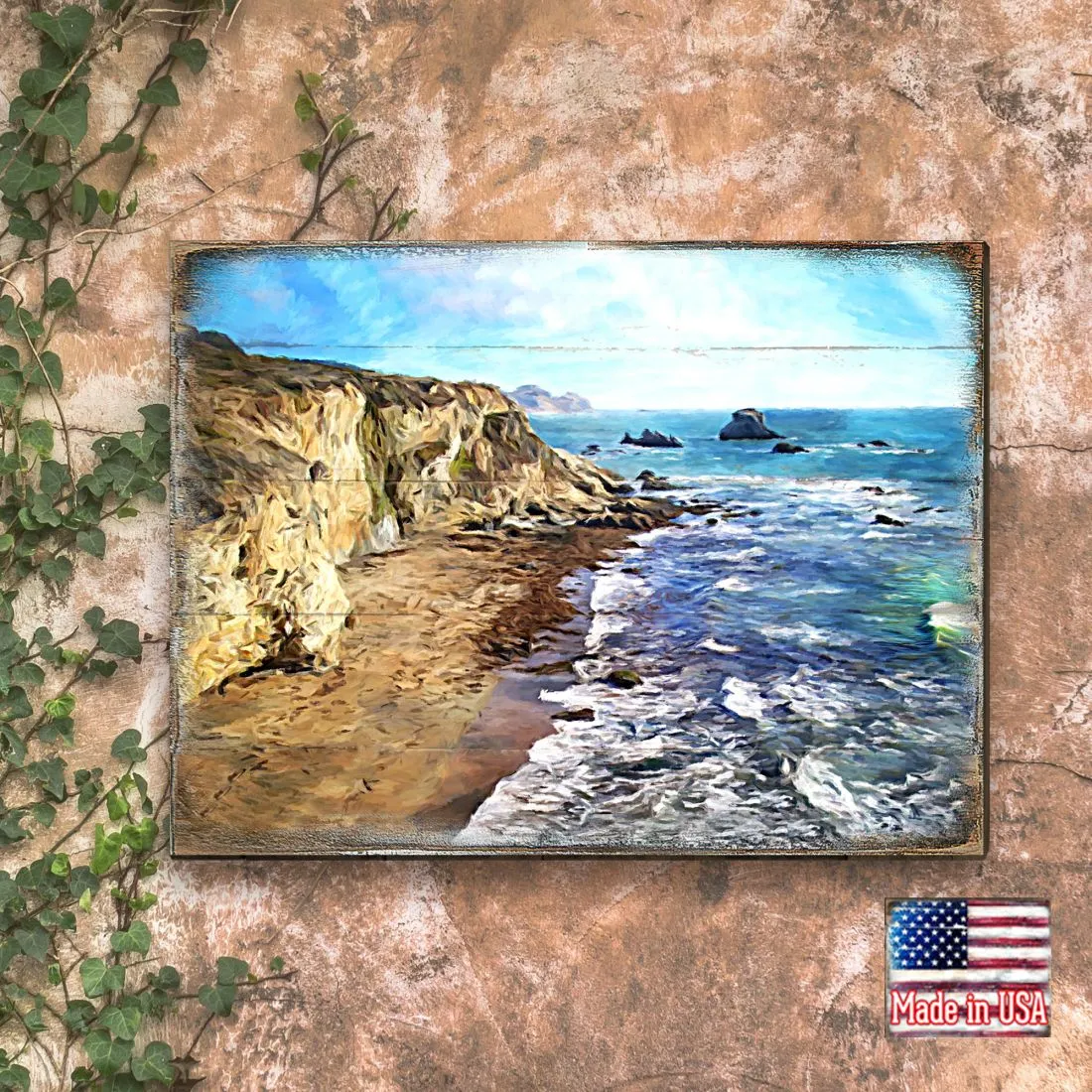 Beach Wood Wooden Coastal Wall Art by Nature Wonders - Coastal Sea-Life Décor - 95272B