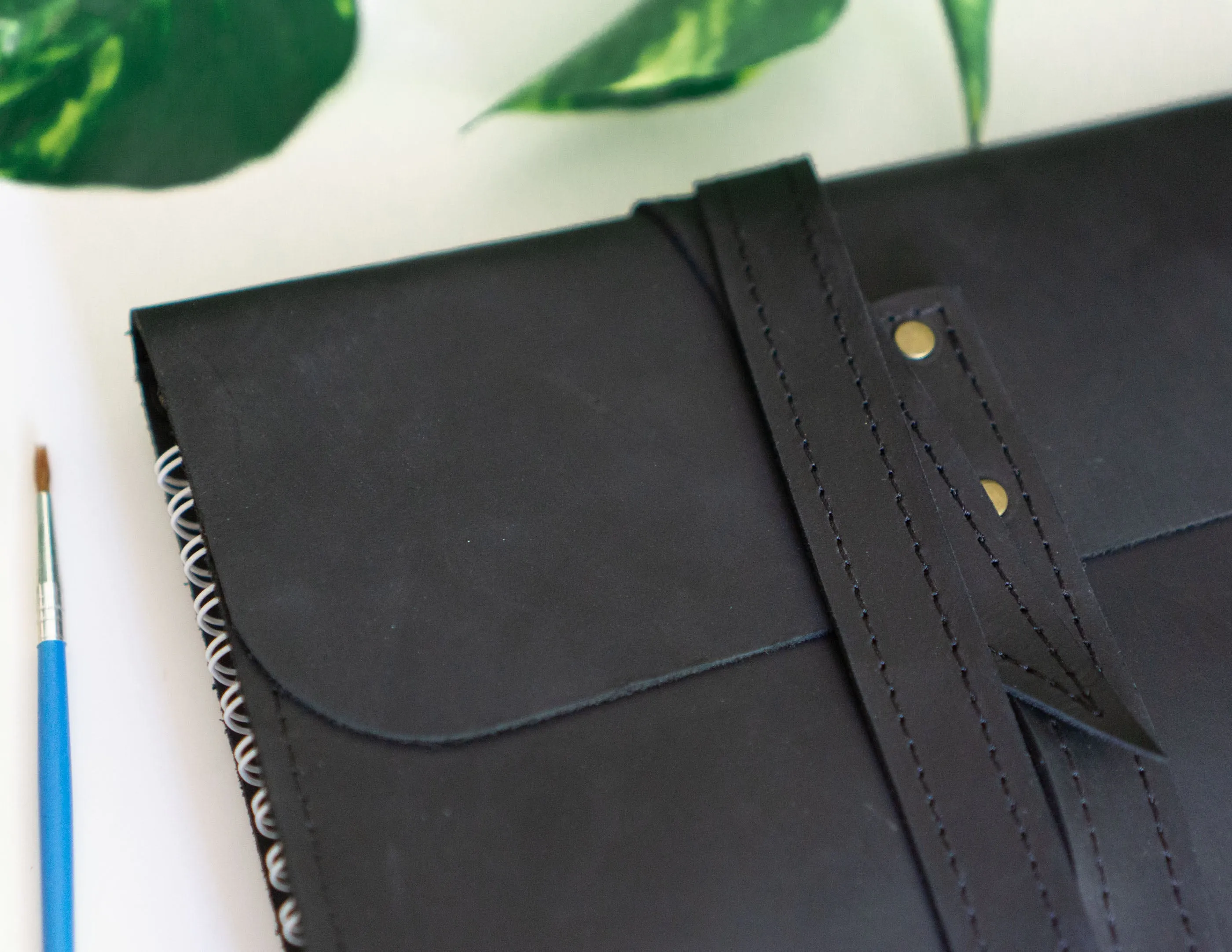 Black Leather Sketchbook A5 Cover | Handcrafted | Personalized