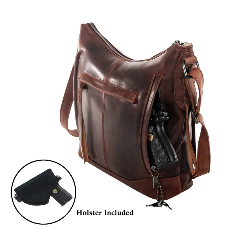 Blake Leather Concealed Carry Scooped Leather Crossbody Purse