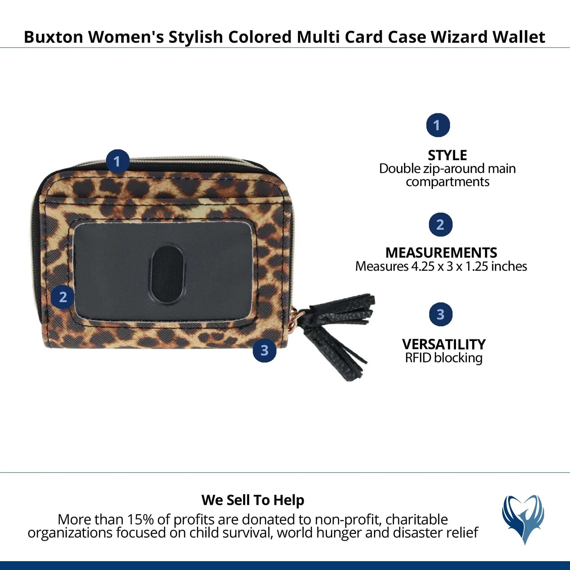 Buxton Women's Stylish Colored Multi Card Case Wizard Wallet