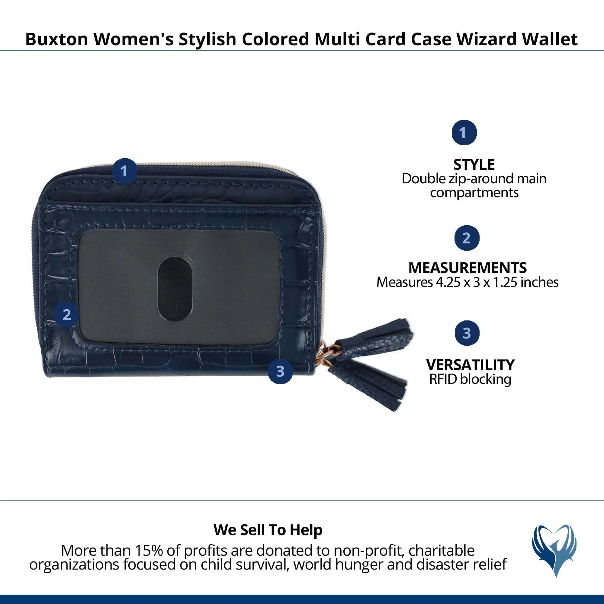 Buxton Women's Stylish Colored Multi Card Case Wizard Wallet