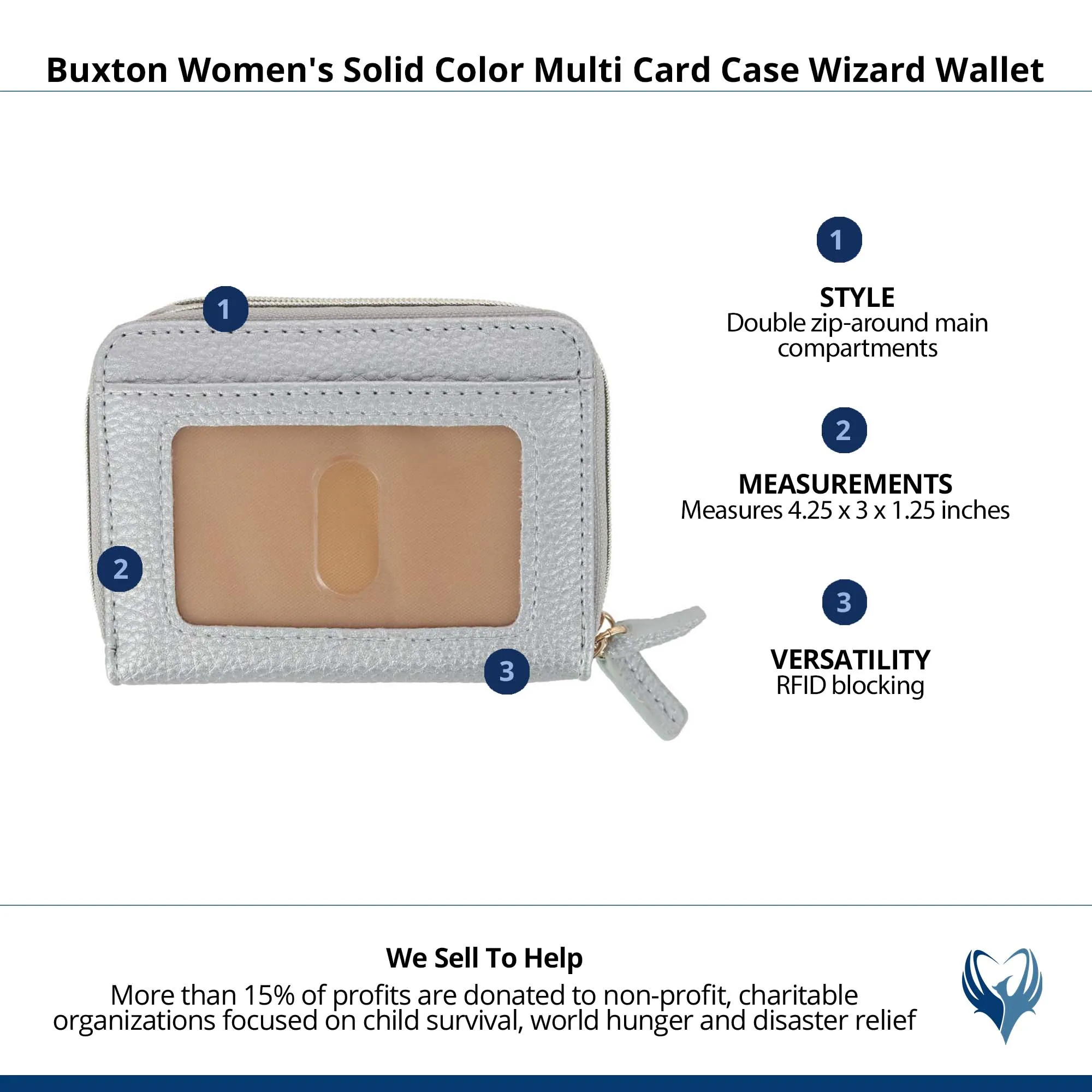 Buxton Women's Stylish Colored Multi Card Case Wizard Wallet