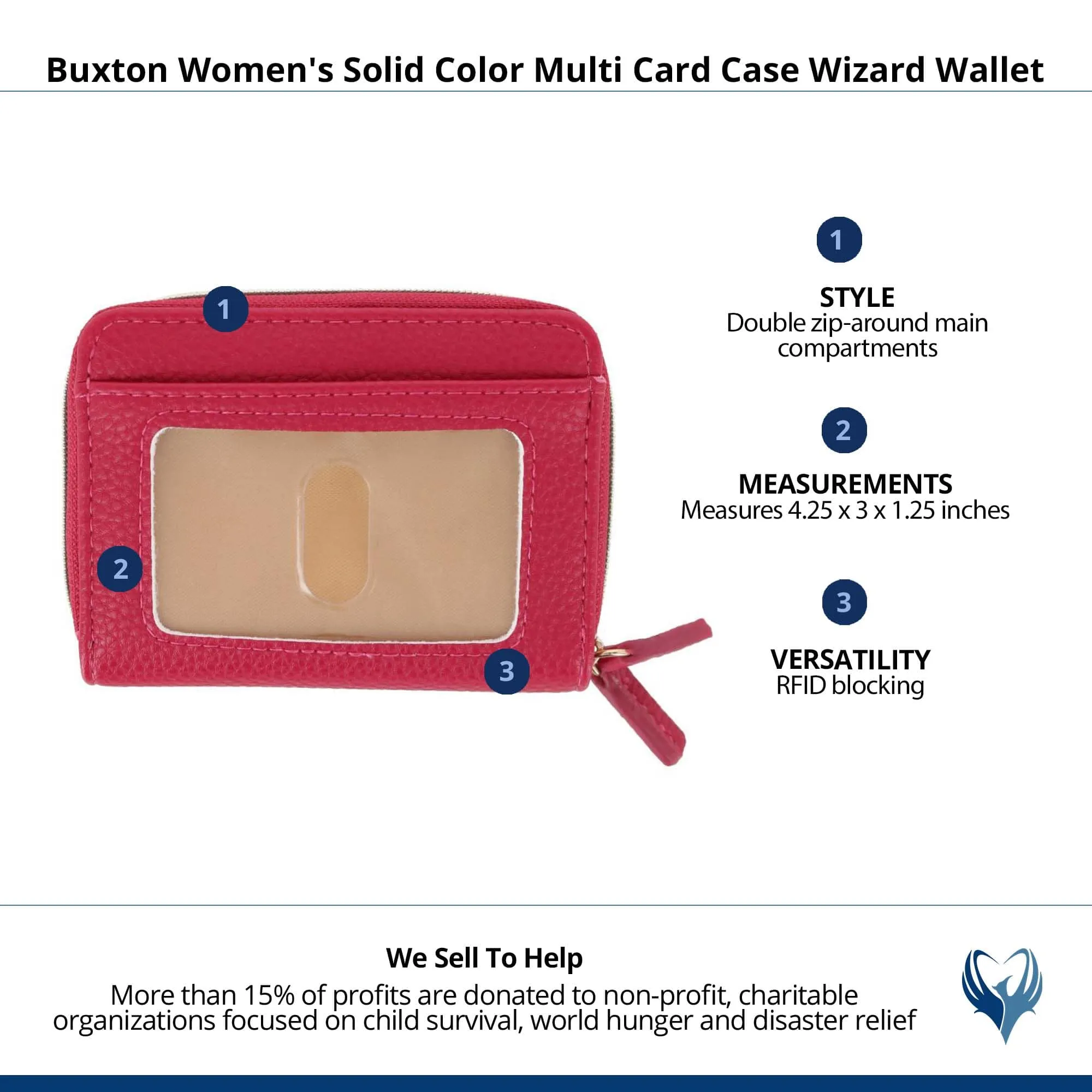 Buxton Women's Stylish Colored Multi Card Case Wizard Wallet