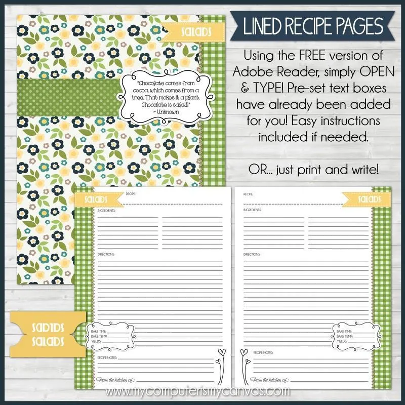 EDITABLE Recipe Binder Collection NAVY {Full Size 8.5x11} PRINTABLE