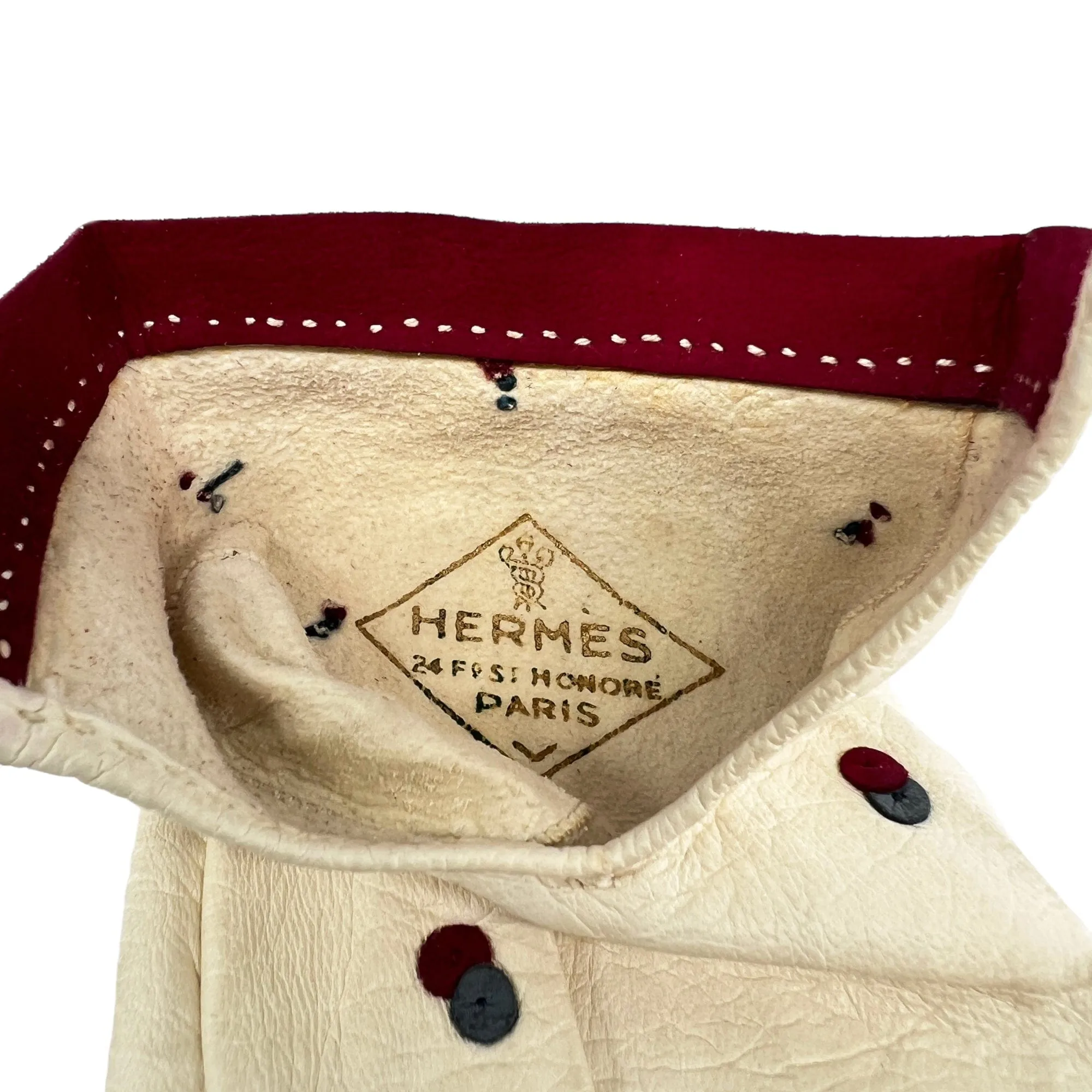 HERMÈS Vintage Leather Women's Gloves - Cream