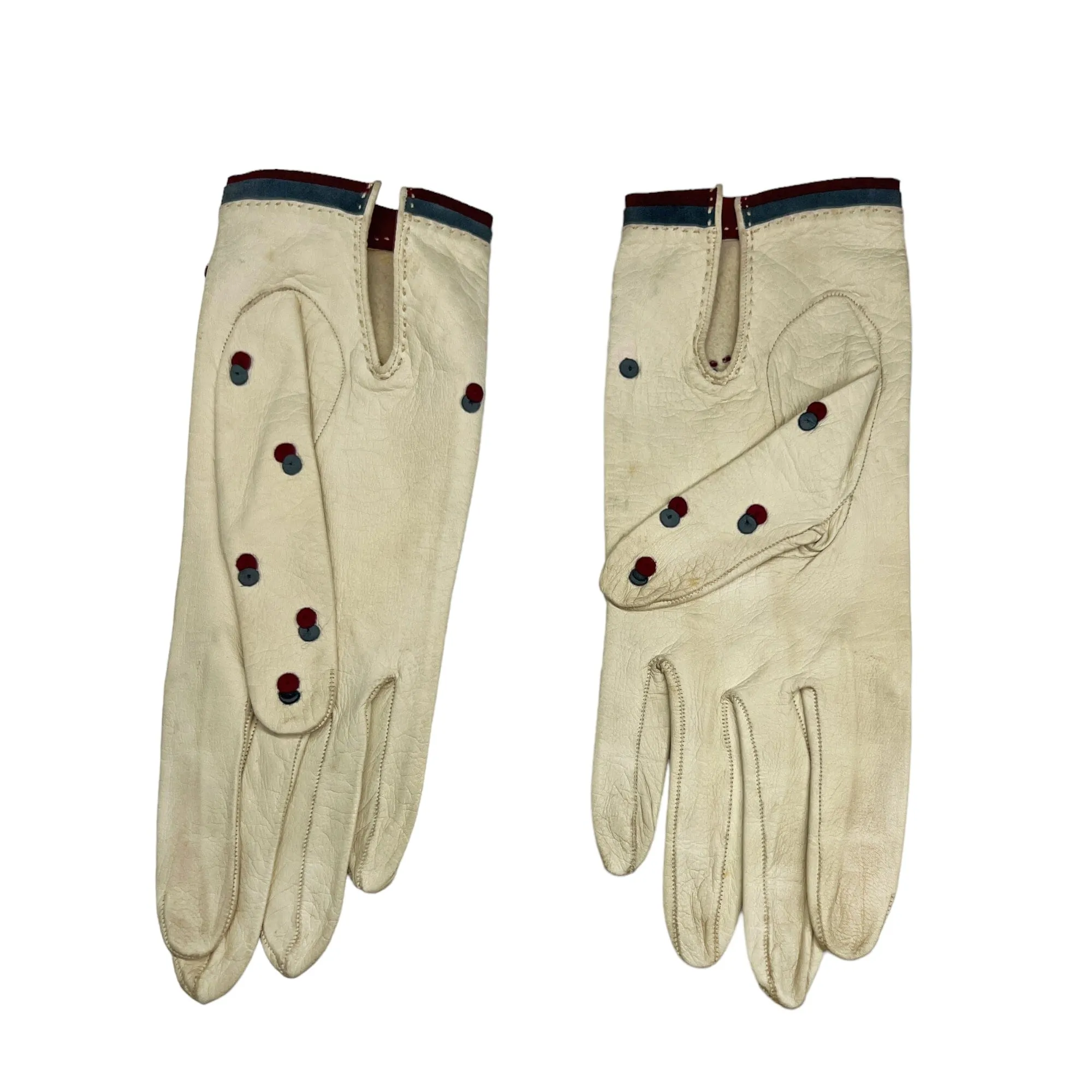 HERMÈS Vintage Leather Women's Gloves - Cream