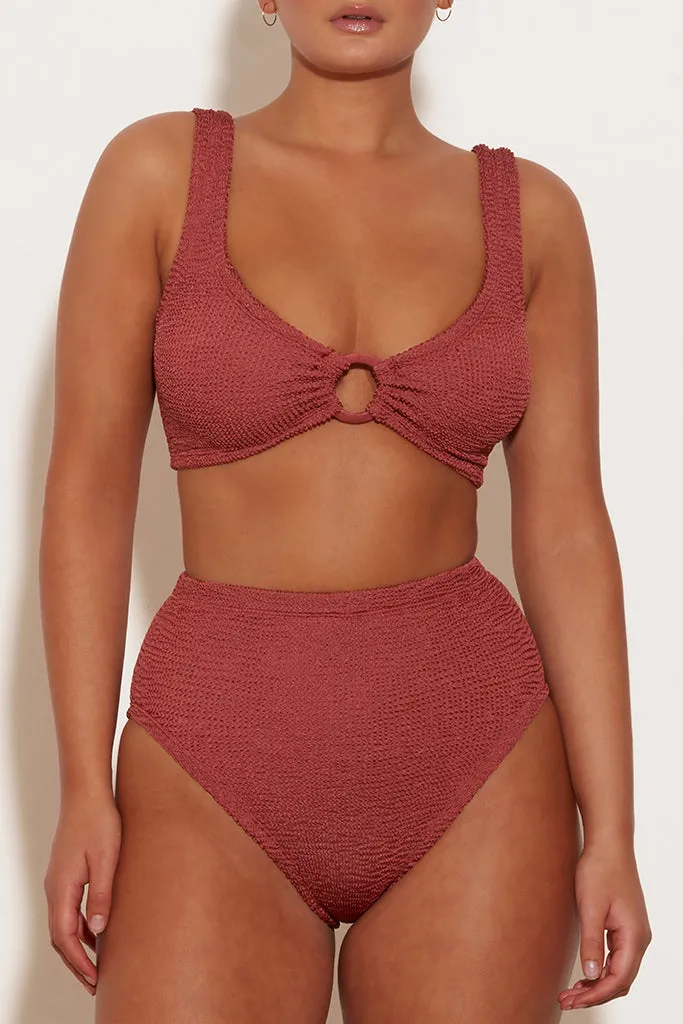 Hunza G - Nadine Bikini with Tonal Hoops - Metallic Rosewood