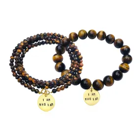 I am who I am - Affirmation Bracelet Combo with Tiger Eye