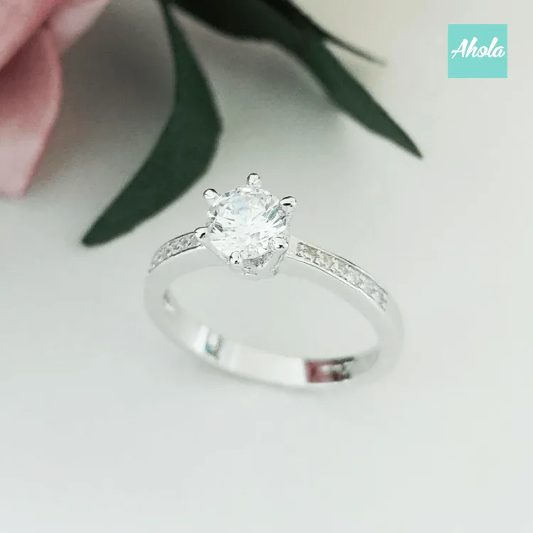 IJ006 Sterling Silver Round Cut .75CT Cubic Zirconia Ring 純銀六爪鋯石戒指| 現貨 | 落單後大約2-3個工作天寄出✨