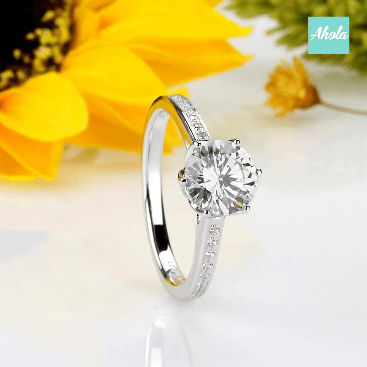 IJ006 Sterling Silver Round Cut .75CT Cubic Zirconia Ring 純銀六爪鋯石戒指| 現貨 | 落單後大約2-3個工作天寄出✨