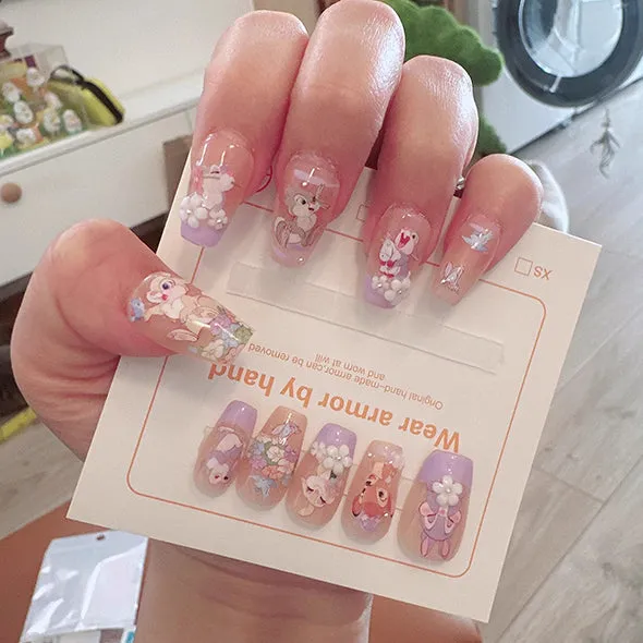 Kawaii Cartoon Themed Childhood Memories Medium Coffin Press On Nails