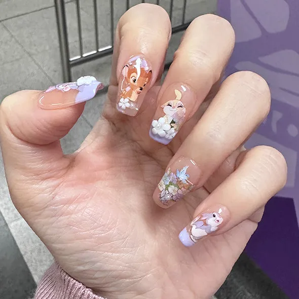 Kawaii Cartoon Themed Childhood Memories Medium Coffin Press On Nails