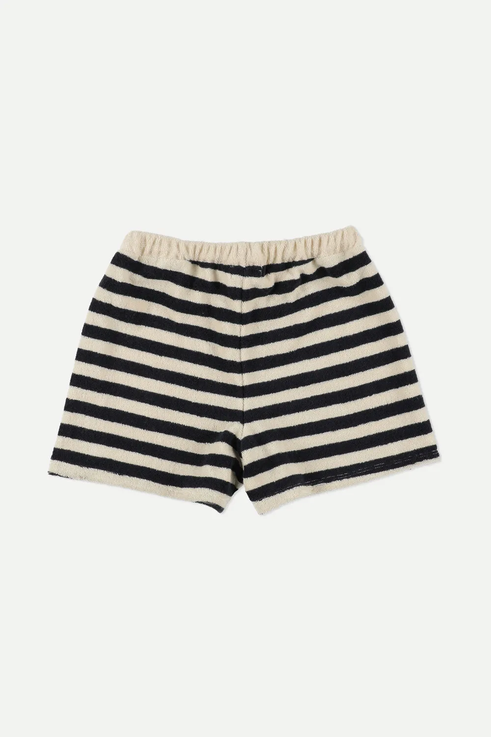 MY LITTLE COZMO Les Tresors Marines Organic Toweling Terry Stripes Shorts in Black