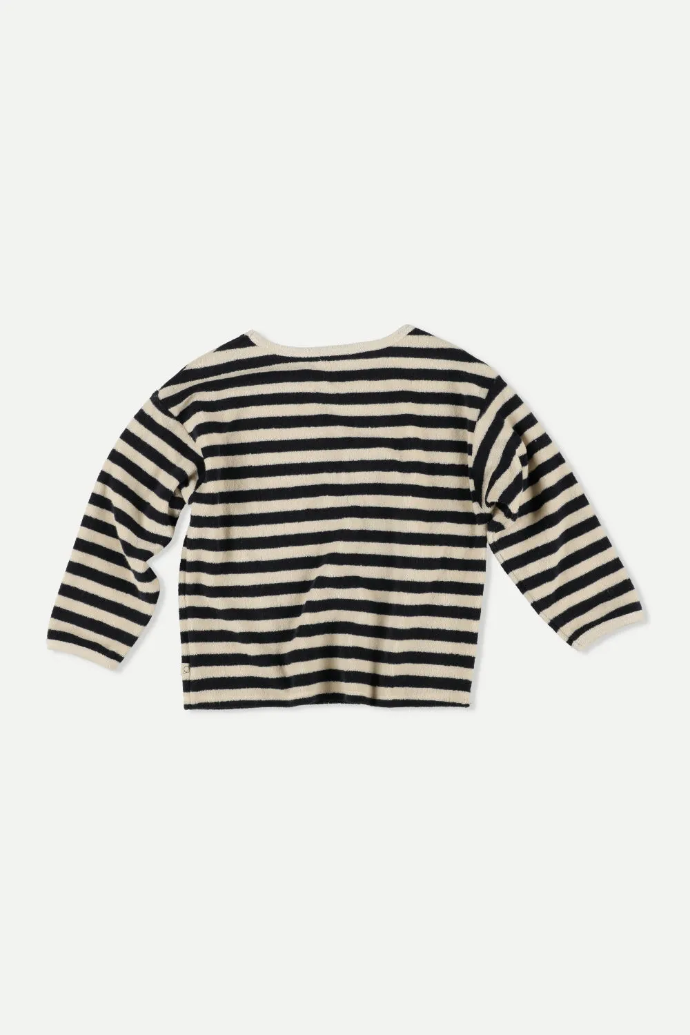 MY LITTLE COZMO Les Tresors Marines Organic Toweling Terry Stripes Sweatshirt in Black