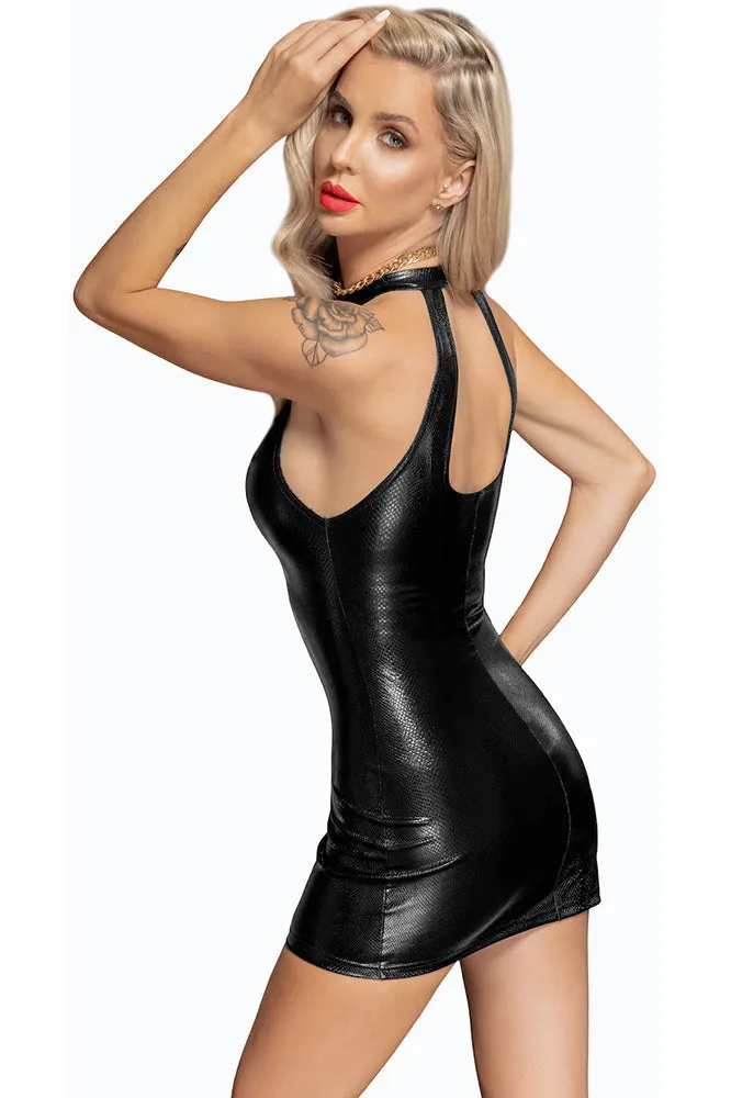 Noir Handmade Snake Wetlook Mini Dress