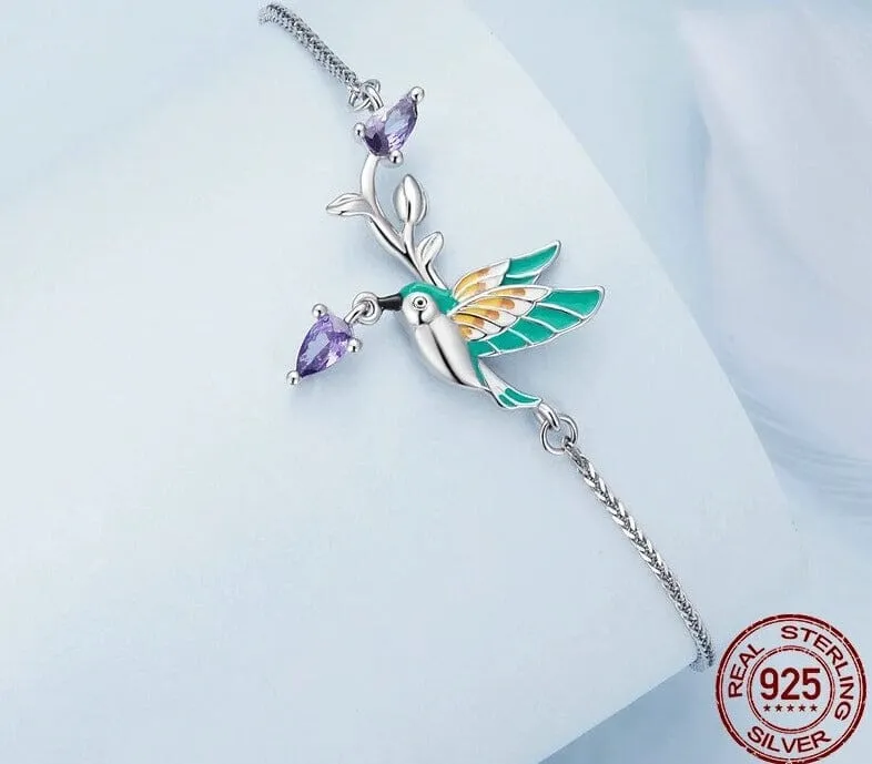 Rainbow Kingfisher 925 Sterling Silver Charm Bracelet