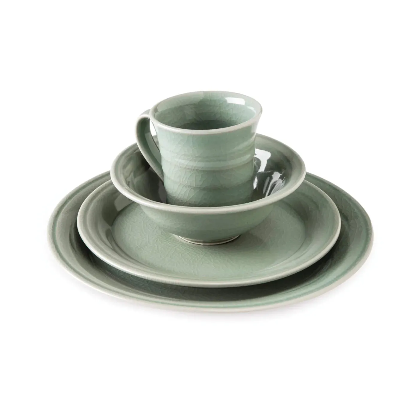 Simon Pearce Belmont Pasta Bowl - Crackle Celadon