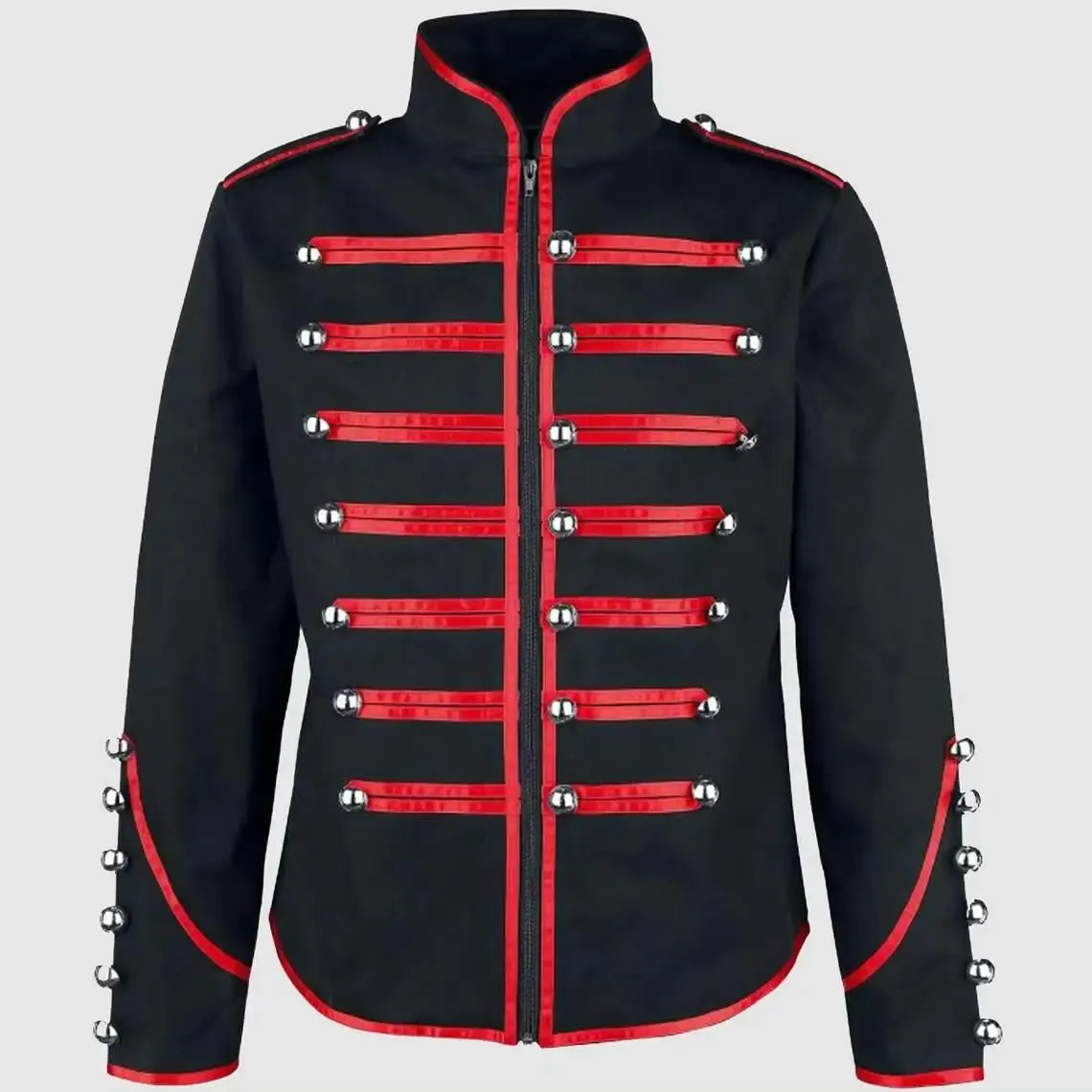 Steampunk Men's Gothic Clothing Military Jackets Medieval Vintage Stand Collar Rock Frock Coat Retro Punk Coat