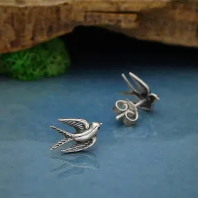 Sterling Silver Swallow Post Earrings