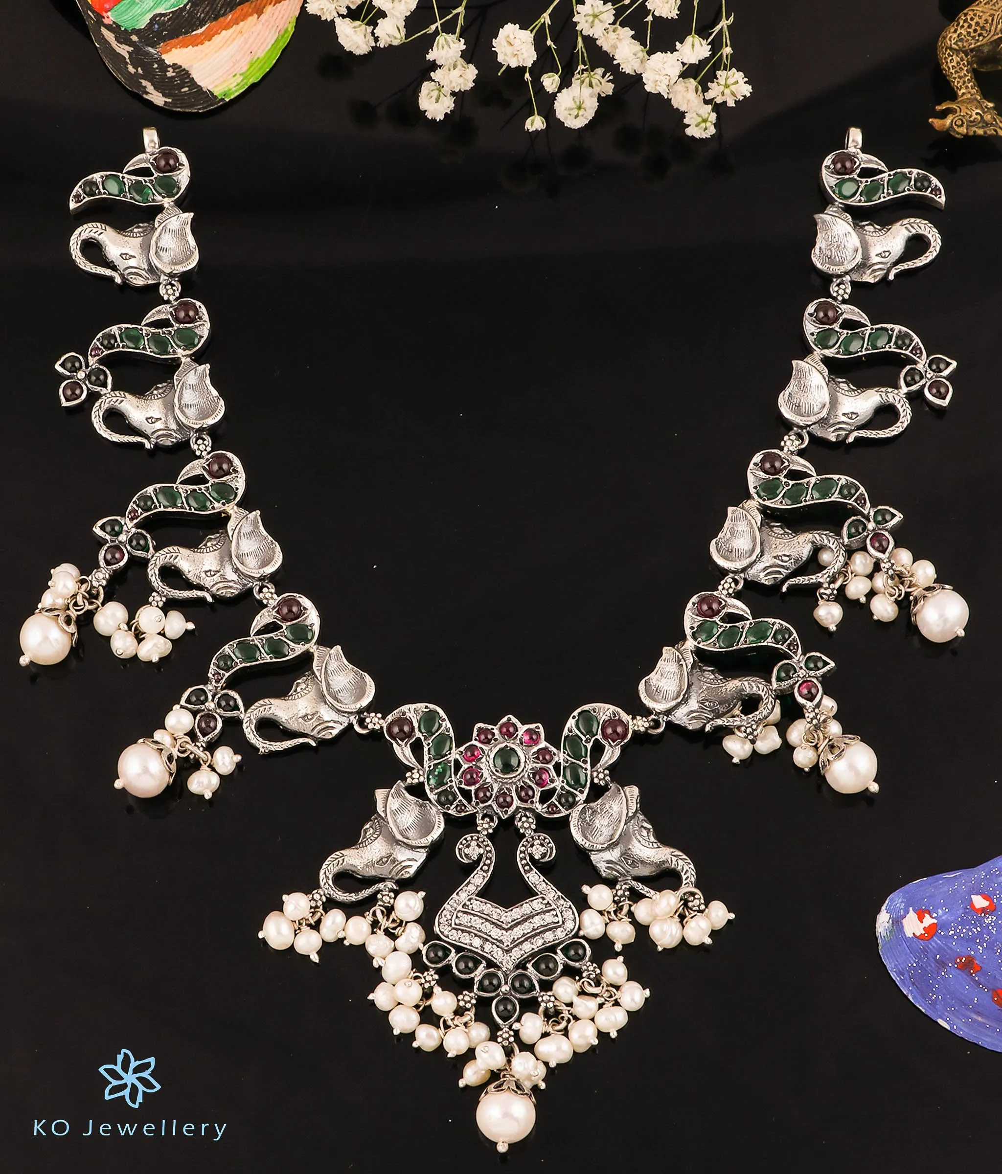 The Uvasri Silver Peacock Necklace