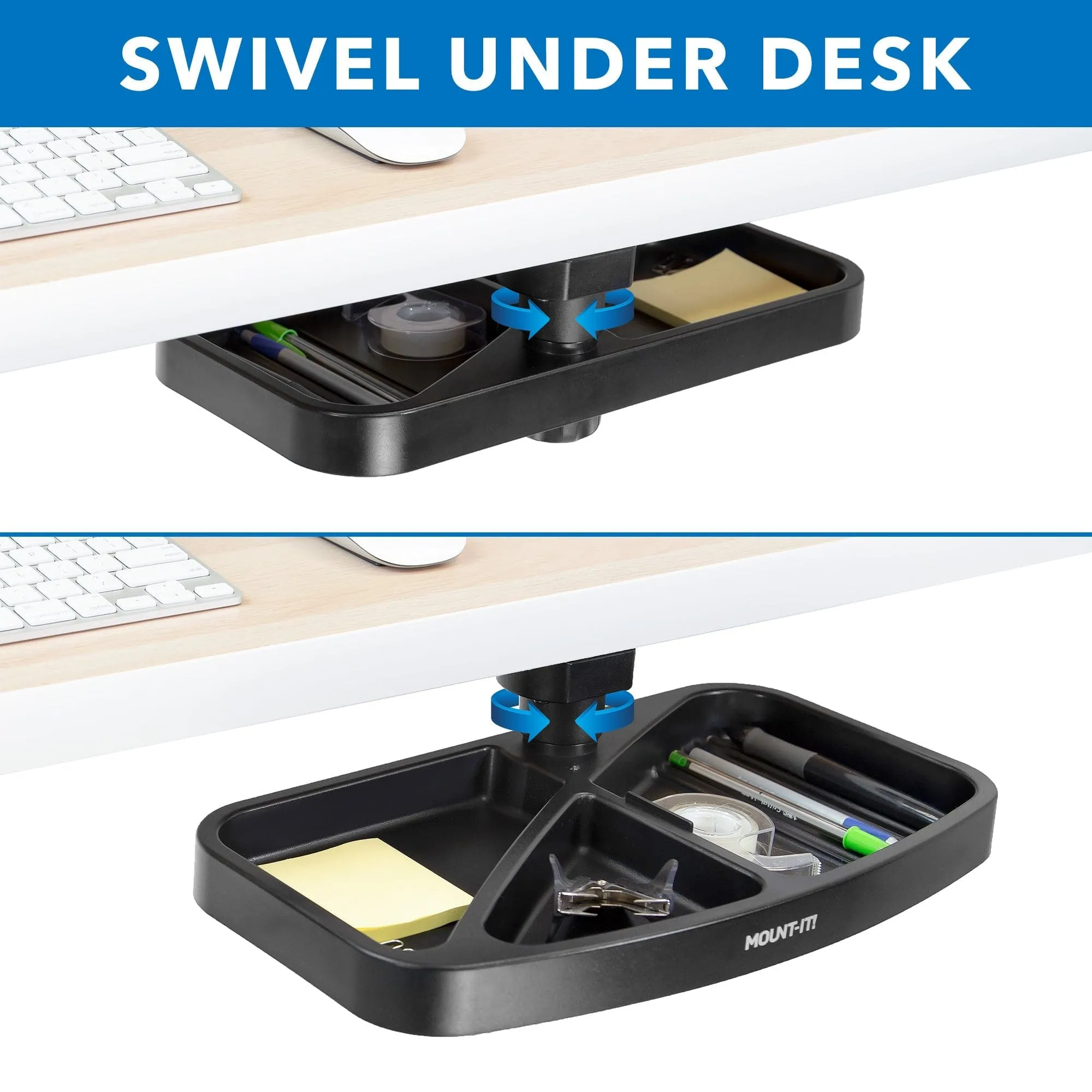 Under Desk Swivel Storage Tray